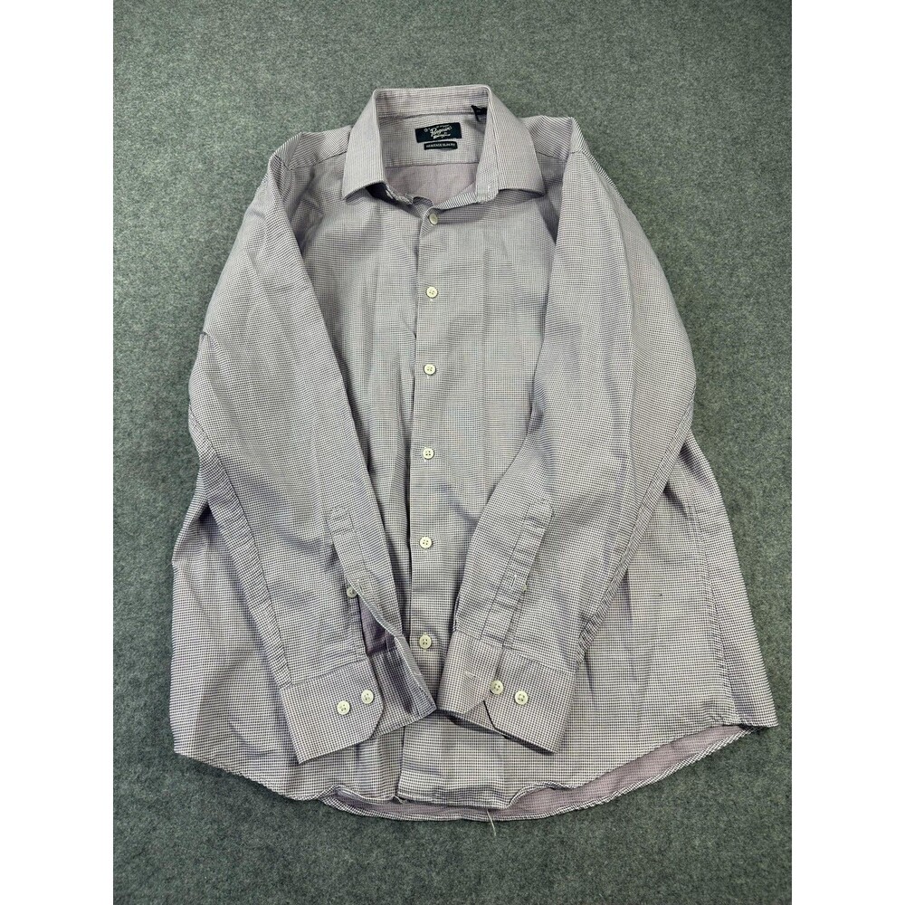 Original Penguin Dress Shirt Mens 16 32/33 Purple Geometric Slim Fit Long Sleeve